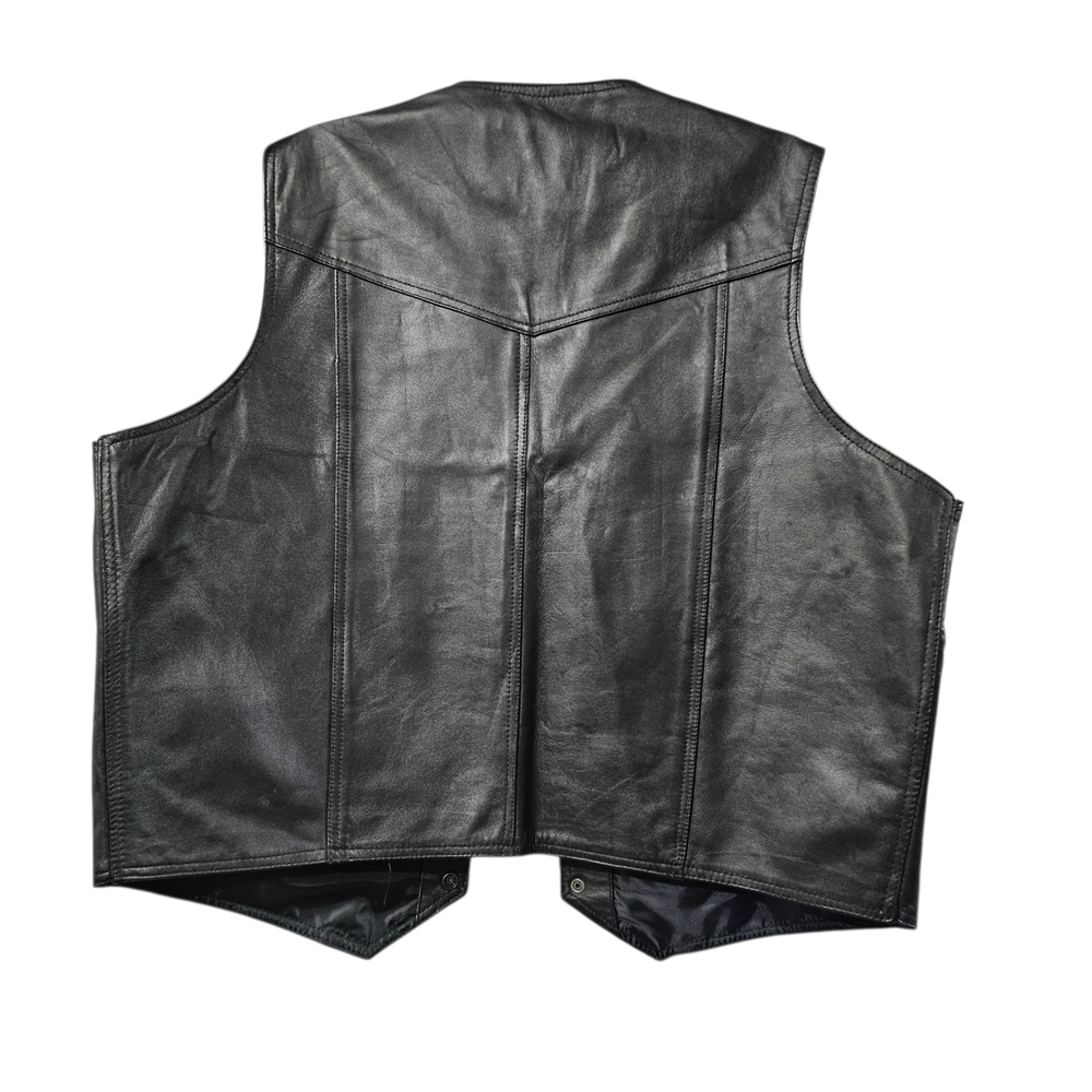 Jamin Leather Black Leather Ultra Soft Lambskin Biker Vest New Size XXL - Picture 2 of 5